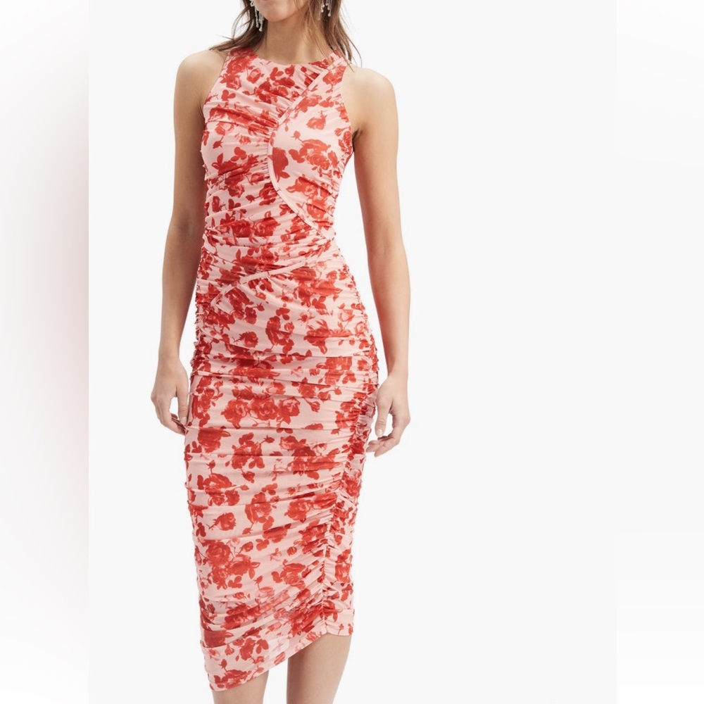 Floral Ruched Midi Dress